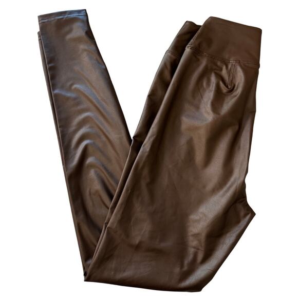 NWT AERIE OFFLINE Women's Brown Real Luxe Leather Leggings Size S - Picture 5 of 7